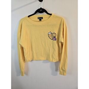 Tokidoki Long Sleeve Waffle House Thermal Knit Crop Size Small Yellow